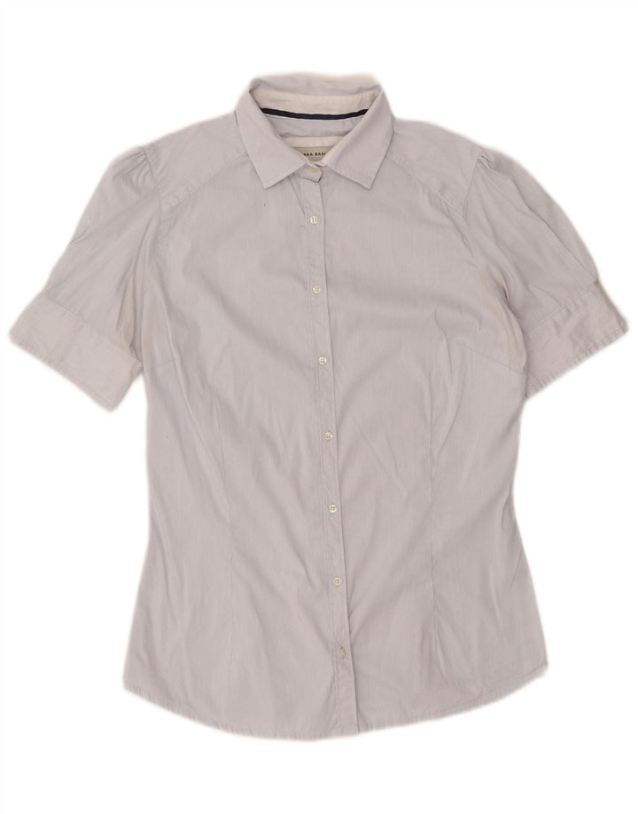 Cămașă cu mânecă scurtă pentru femei Zara UK 14 Medium White Pinstripe