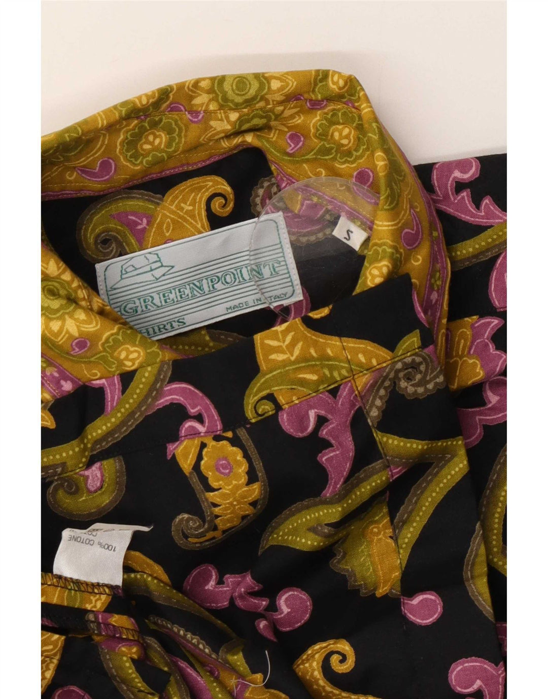 Cămașă Vintage pentru bărbați cu mânecă scurtă, bumbac Paisley, negru mediu