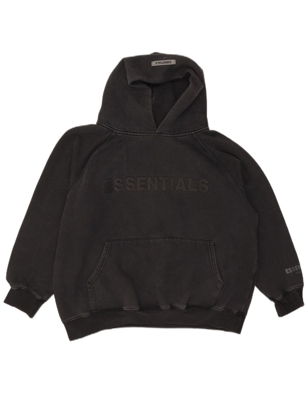 Pulover cu glugă supradimensionat cu grafic pentru femei Essentials UK 14, mare, negru, bumbac