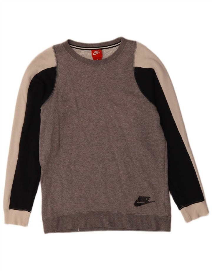 Pulover pentru bărbați Nike XS, bumbac color bloc, gri