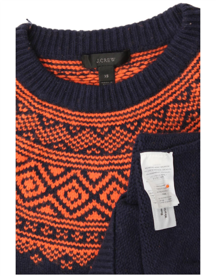 J. CREW Pulover cu decolteu rotund pentru femei UK 6 XS Bleumarin Fair Isle