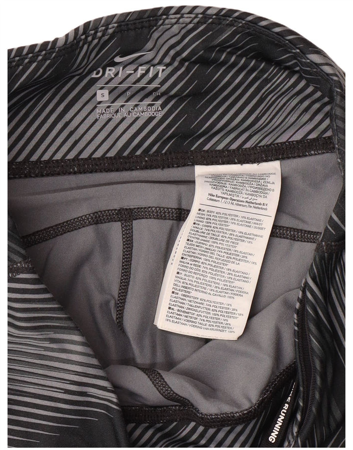 NIKE Womens Dri Fit Leggings UK 8 Small  Grey Striped Polyester