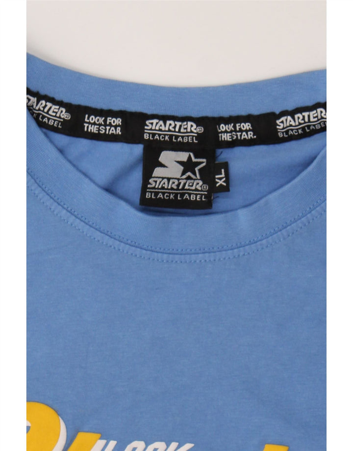 STARTER Mens Graphic T-Shirt Top XL Blue Cotton Vintage Starter and Second-Hand Starter from Messina Hembry 