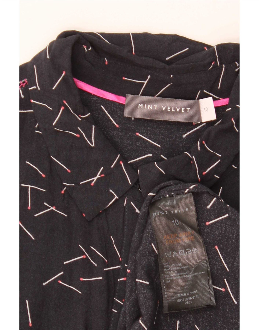 MINT VELVET Cămașă supradimensionată pentru femei, cu model abstract, UK 10 Mic, bleumarin