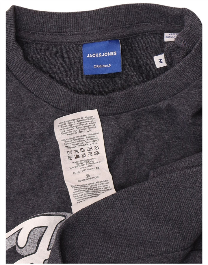 Pulover cu grafic pentru bărbați Jack & Jones, bumbac cu pete albastru mediu