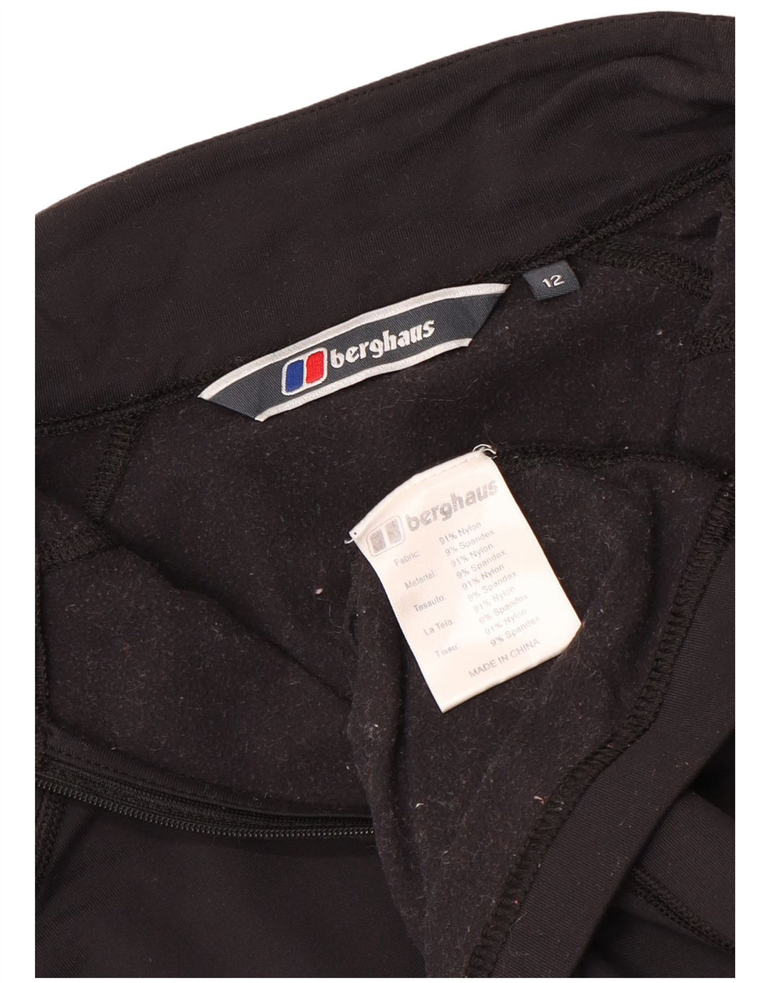 Trening Top pentru femei Berghaus, cu fermoar și gât, UK 12, nailon mediu negru