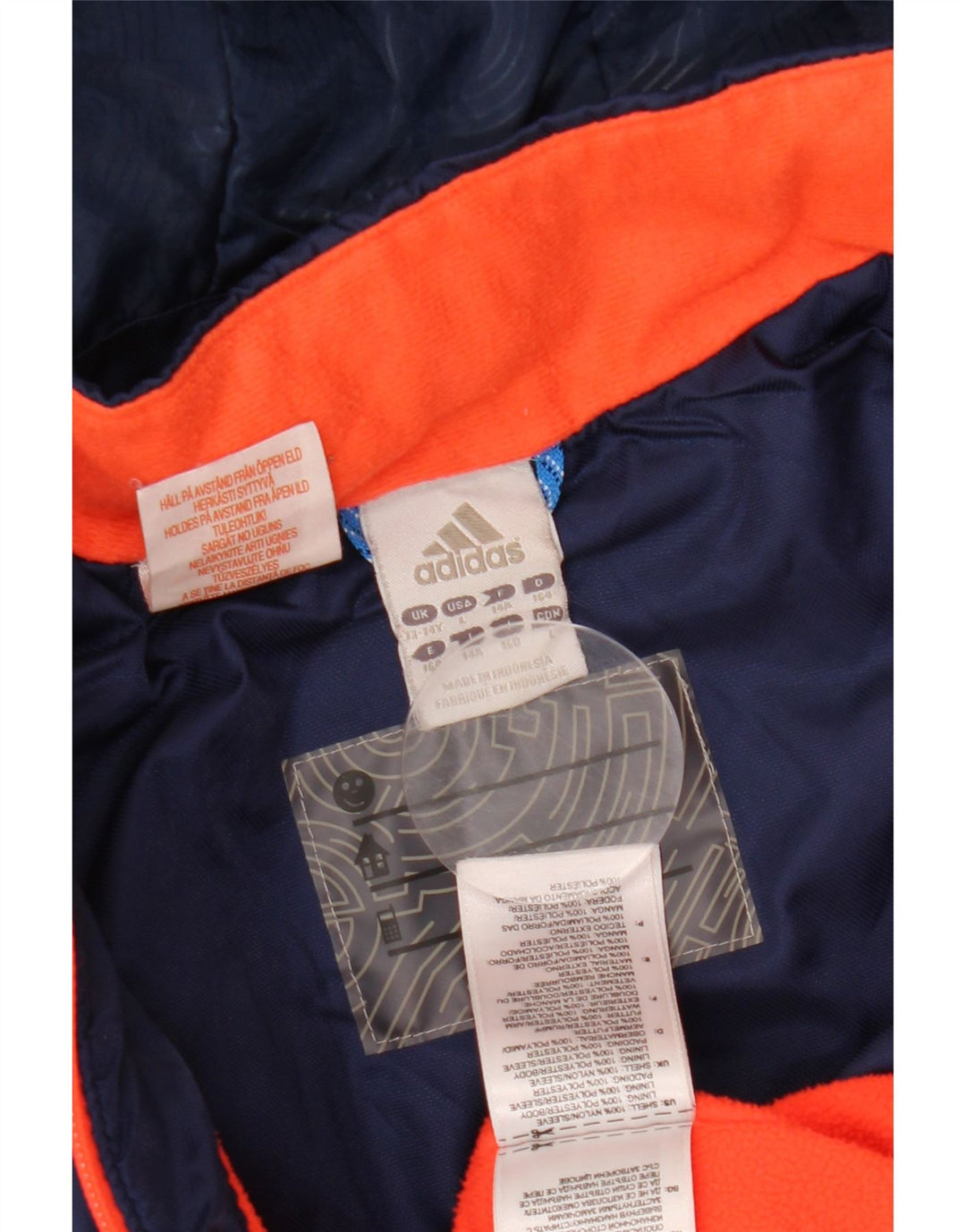 Jachetă de vânt cu glugă ADIDAS pentru fete 13-14 ani, albastru bleumarin, color block