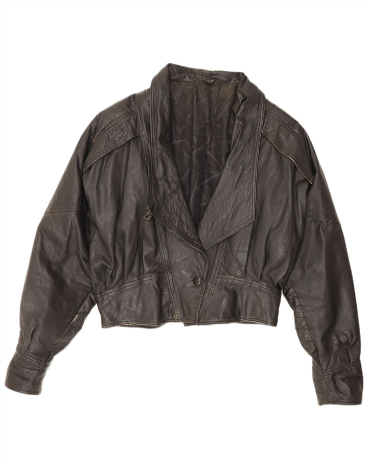 Jachetă de piele supradimensionată pentru femei vintage UK 18 XL, piele neagră