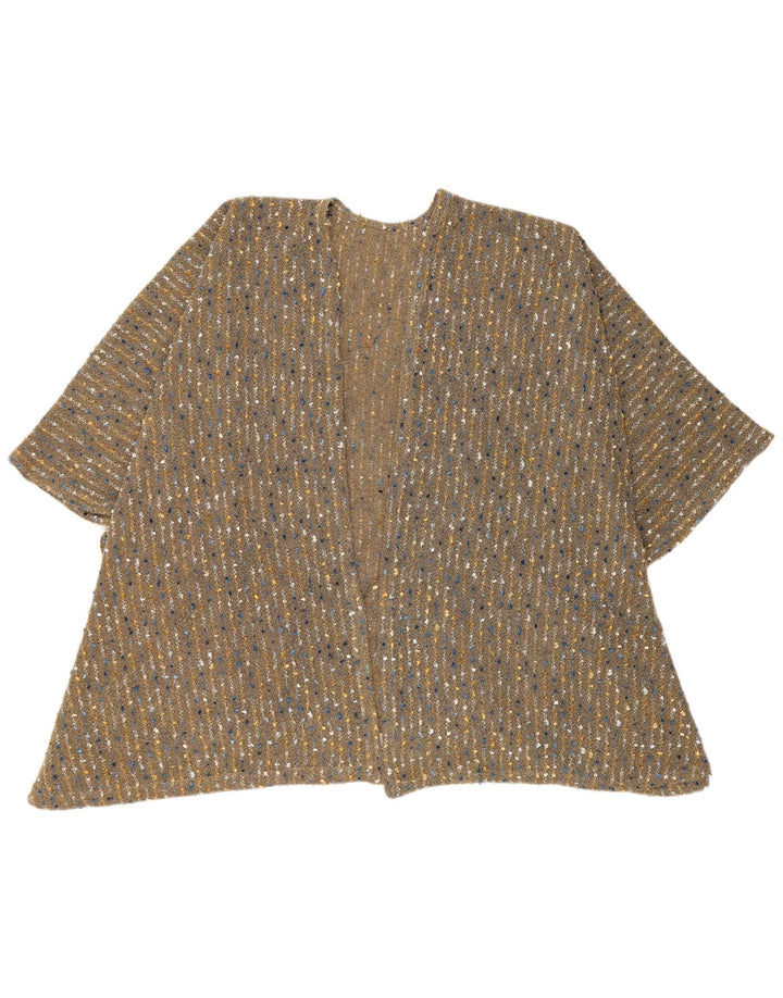 Pulover Vintage Cape Cardigan Femei Marime Unică Maro Dungat