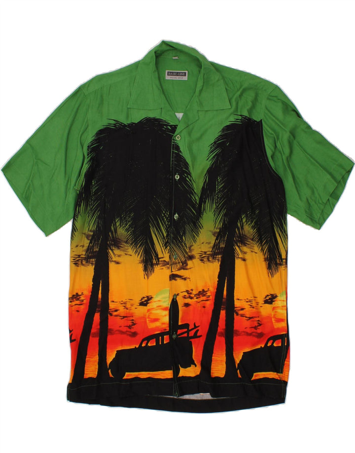 BASICLINE Mens Graphic Short Sleeve Shirt Size 15 Small Multicoloured Vintage Basicline and Second-Hand Basicline from Messina Hembry 