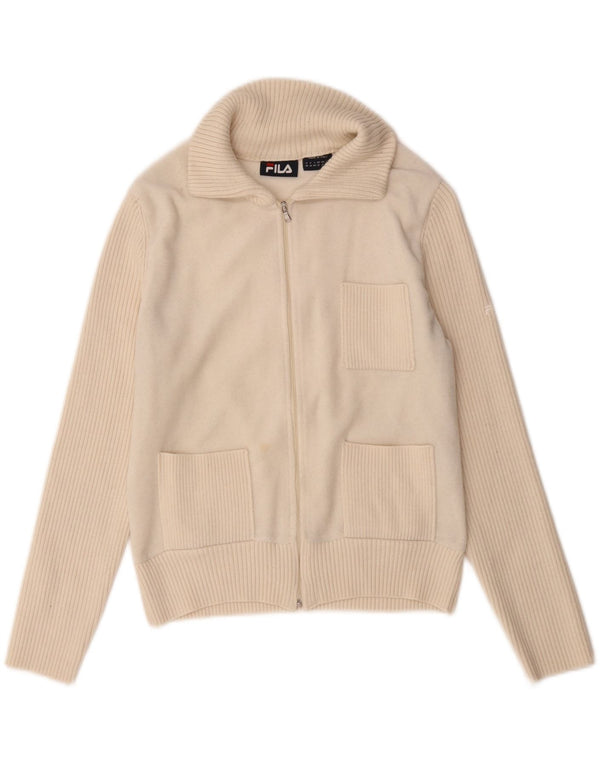 Pulover cardigan Fila pentru femei UK 12 Medium Bej Poliacrilic