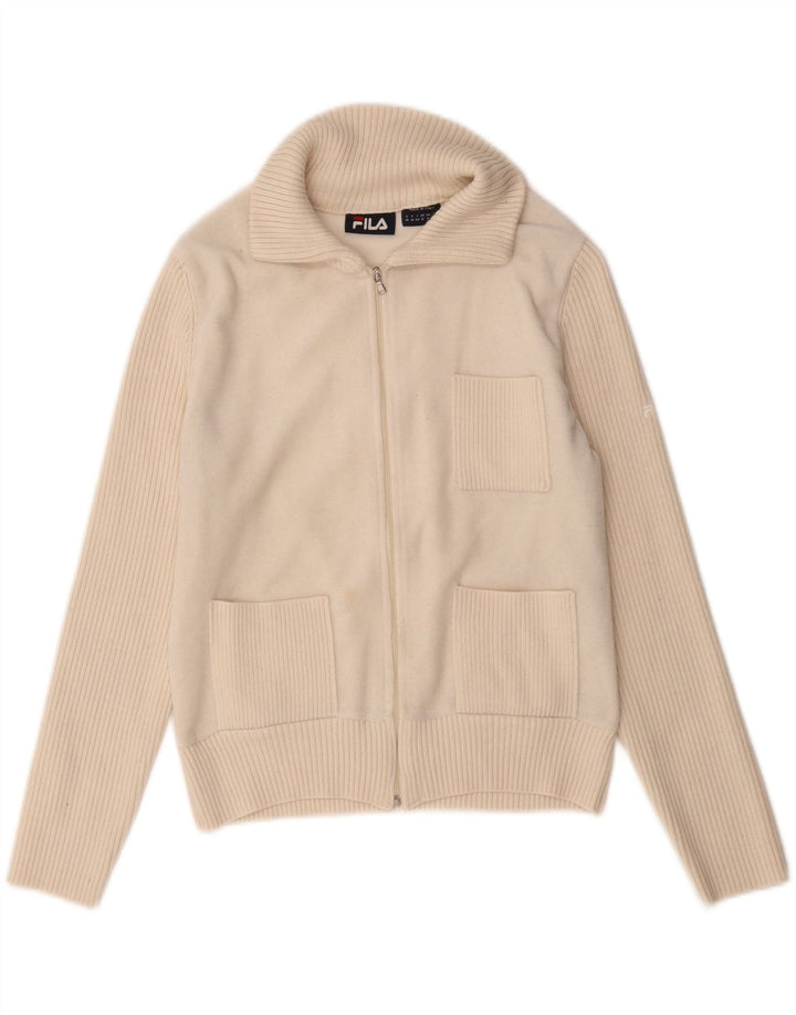 Pulover cardigan Fila pentru femei UK 12 Medium Bej Poliacrilic