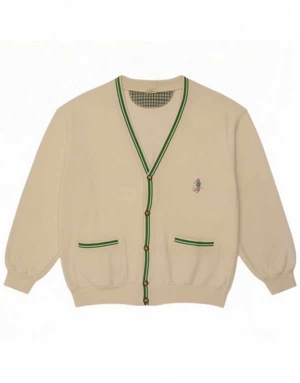 Vintage Mens Cardigan Pulover XL Alb Bumbac