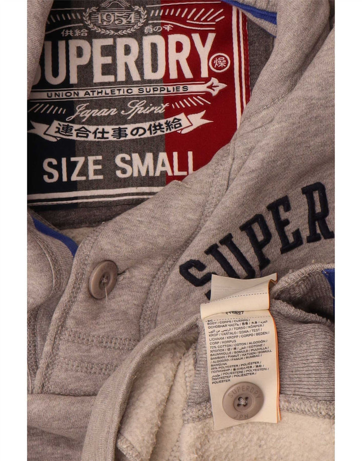 Pulover Superdry pentru bărbați, cu grafică, cu gât, bumbac, gri mic