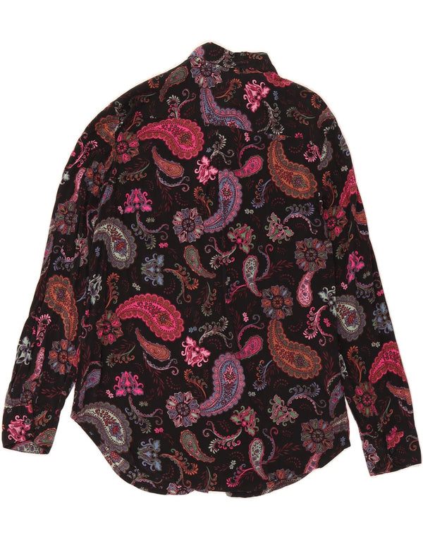 Cămașă BENETTON pentru femei UK 10 Small Black Paisley Modal