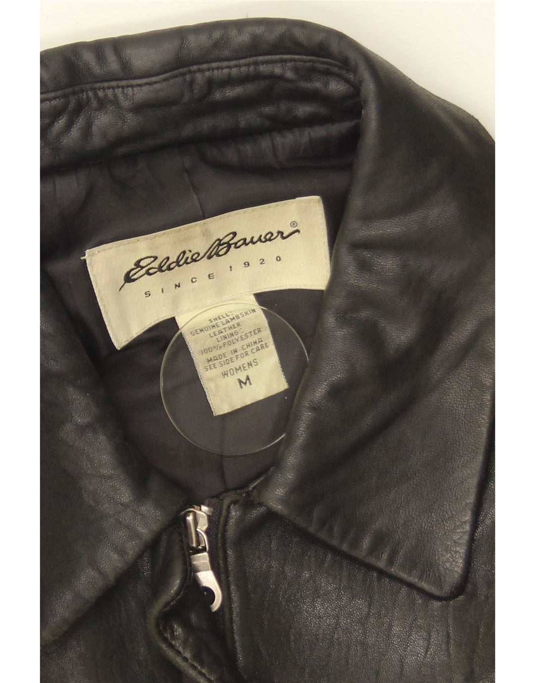 EDDIE BAUER Jachetă de piele pentru femei UK 14 Medium Black Leather