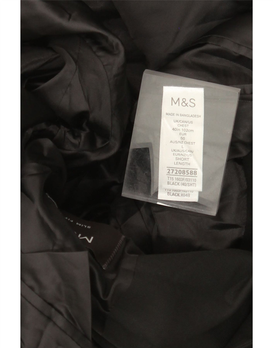 MARKS & SPENCER Jachetă pentru bărbați cu 2 nasturi, UK 40 Poliester negru mare