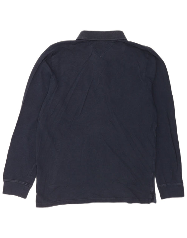 Polo Tommy Hilfiger pentru bărbați cu mânecă lungă, bumbac mediu albastru bleumarin
