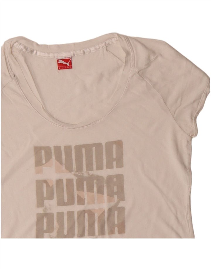 Tricou grafic Puma pentru femei Top UK 12 Medium White