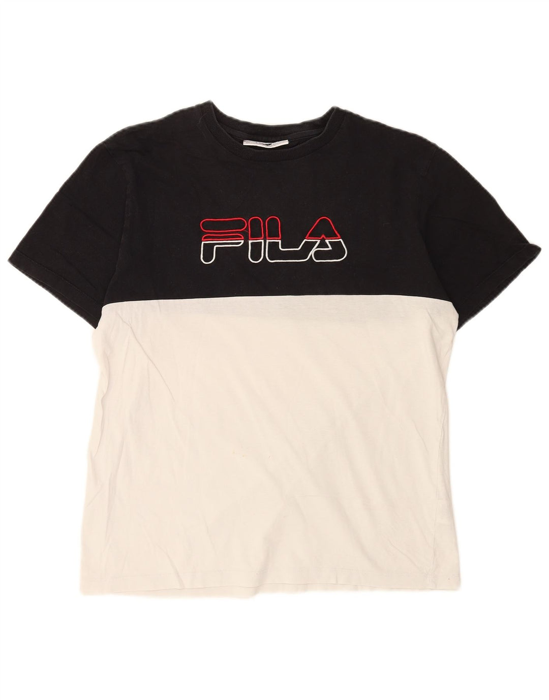 Tricou grafic Fila pentru bărbați Top mediu negru din bumbac color bloc