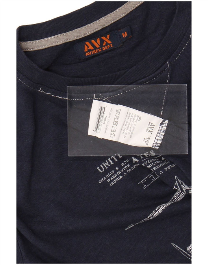 AVIREX tricou grafic pentru bărbați Top mediu din bumbac bleumarin