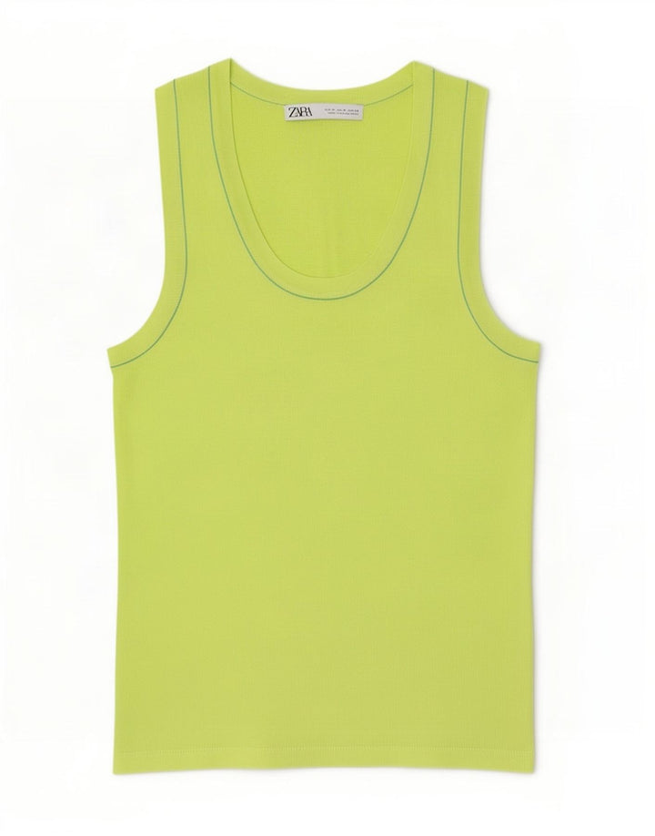 Vest Vest Top Femei Zara UK 12 Medium Green Viscose