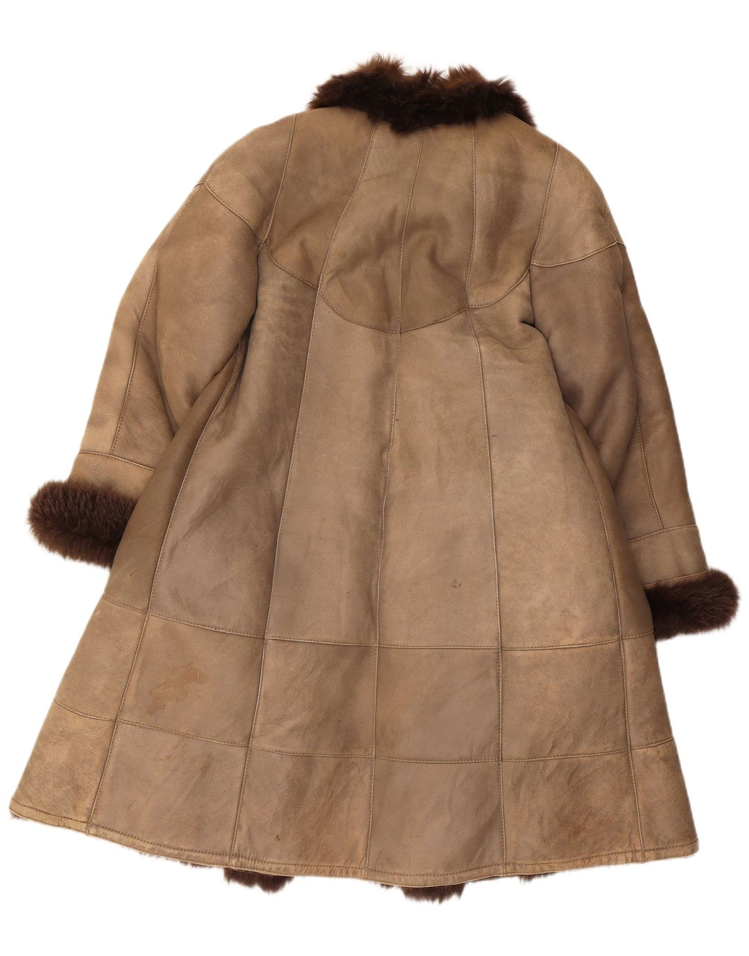 Palton deschis pentru femei Christia din shearling UK 14 Bej mediu