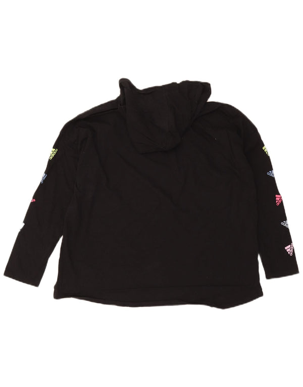 Pulover cu glugă cu formă lentă pentru femei Adidas, UK 18 XL, bumbac negru