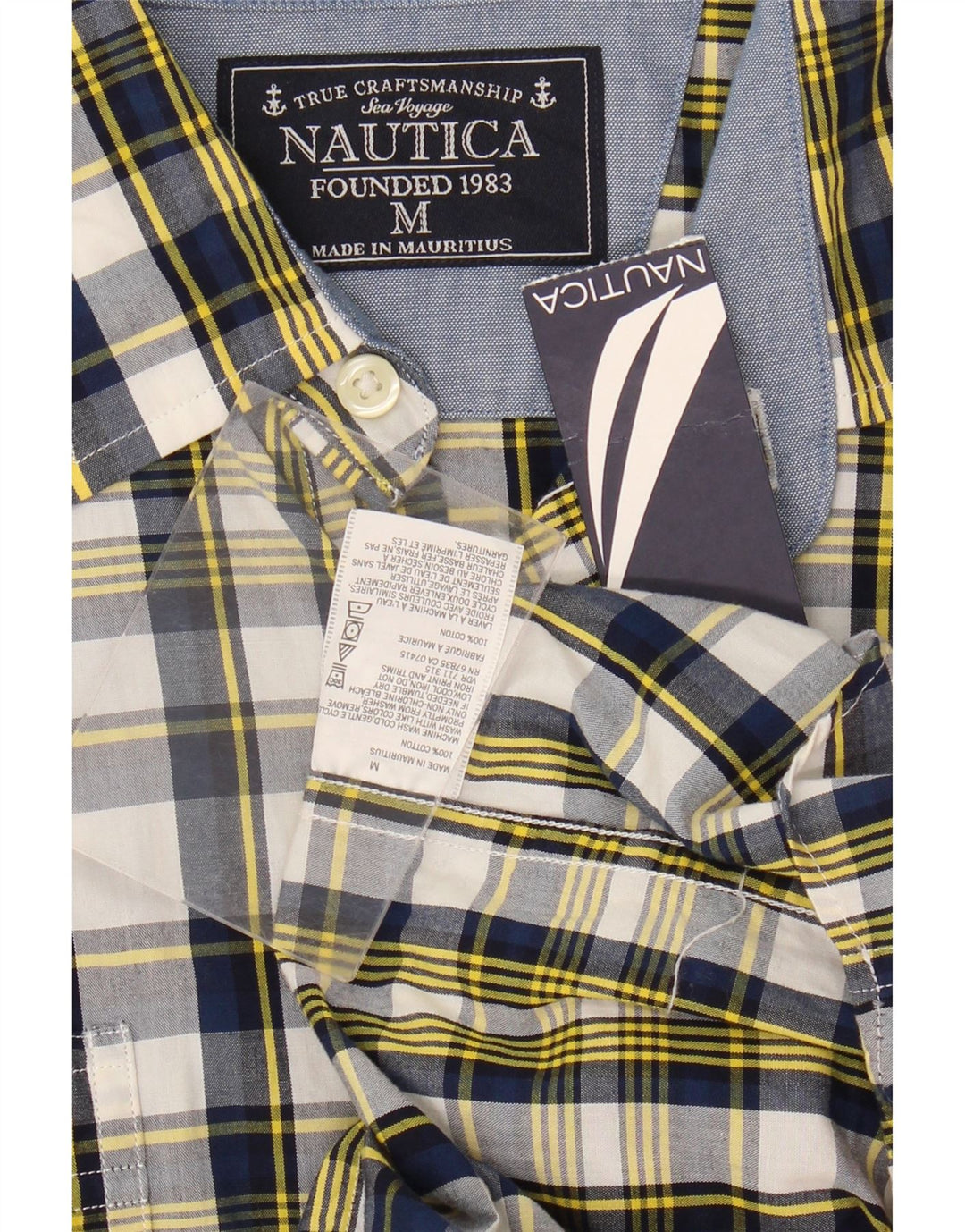 Cămașă pentru bărbați Nautica, bumbac cu carouri, multicoloră, medie