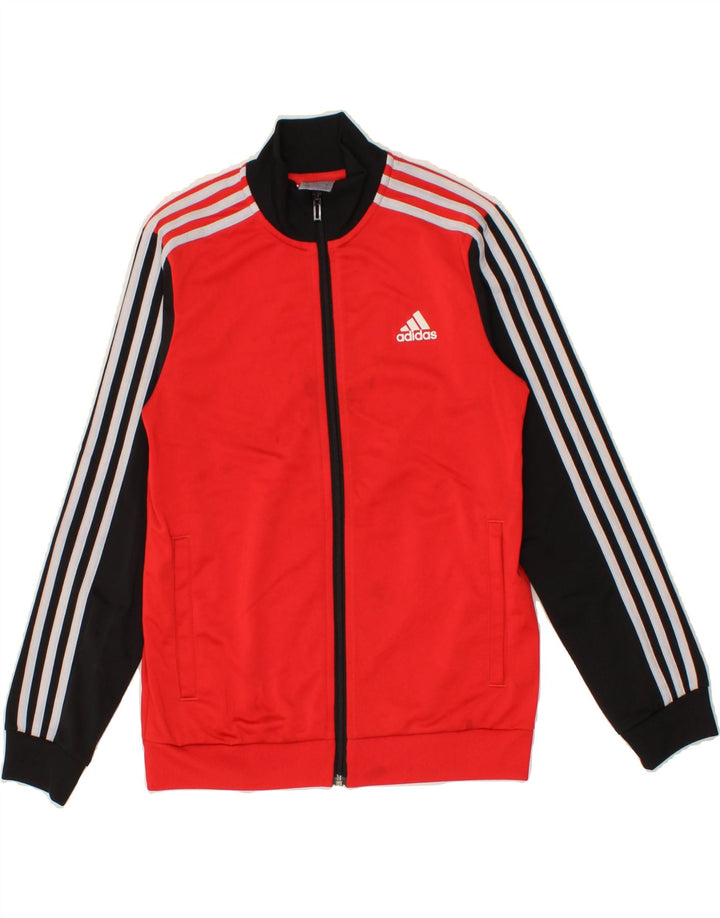 ADIDAS Boys Tracksuit Top Jacket 11-12 Years Red Colourblock Polyester Vintage Adidas and Second-Hand Adidas from Messina Hembry 