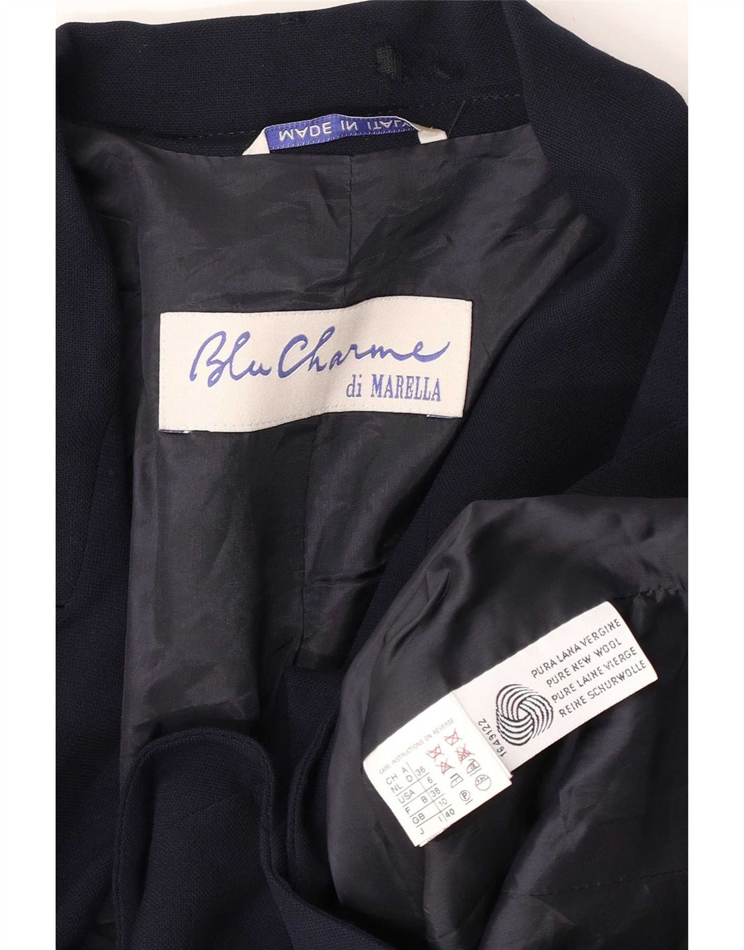 Jachetă Blazer pentru femei Marella cu 1 nasture UK 10 Mic Lână virgină bleumarin