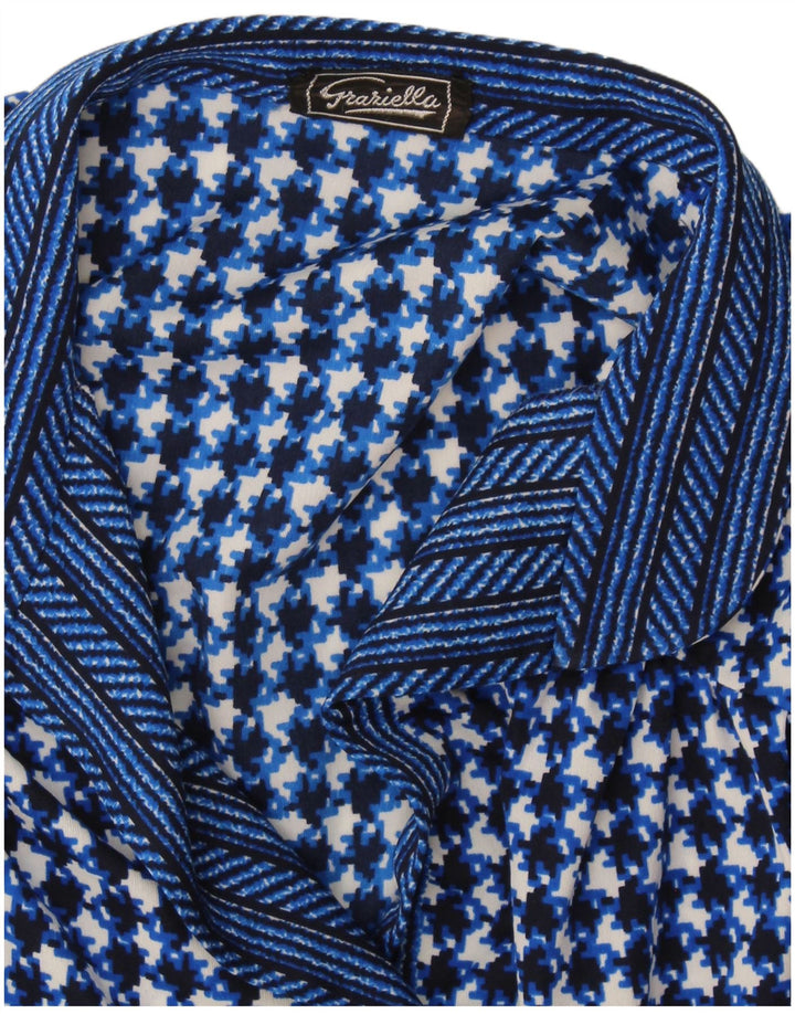 Bluză vintage pentru femei de top UK 10 mic bleumarin Houndstooth