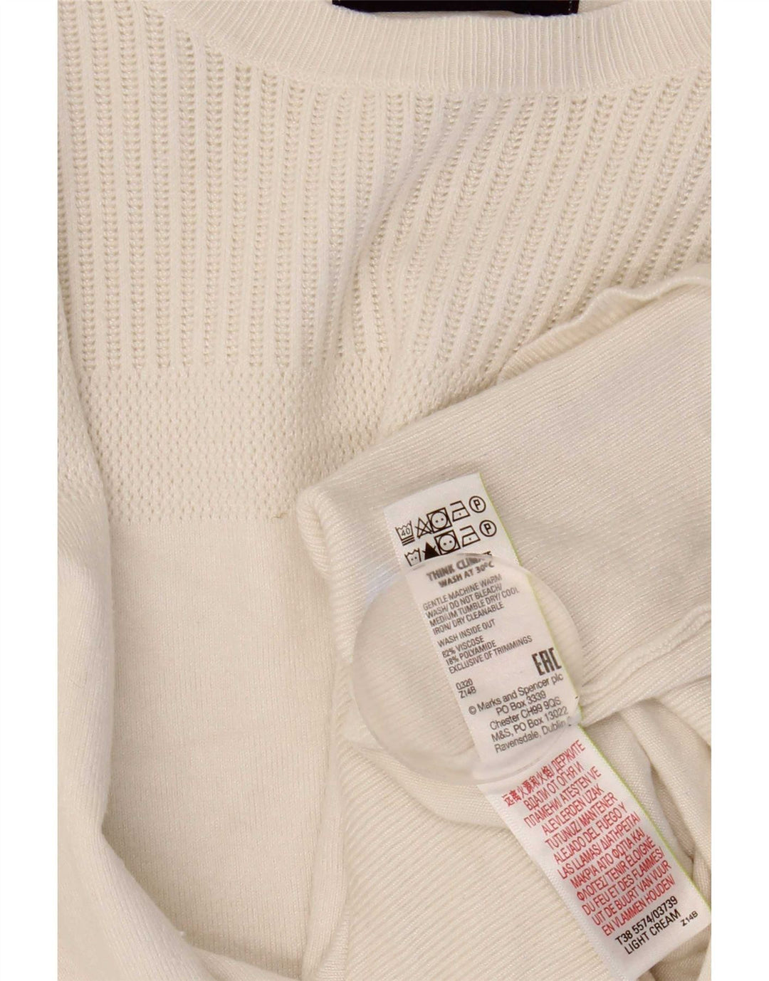 Pulover pentru femei Marks & Spencer cu decolteu triplu UK 14 Medium Off White