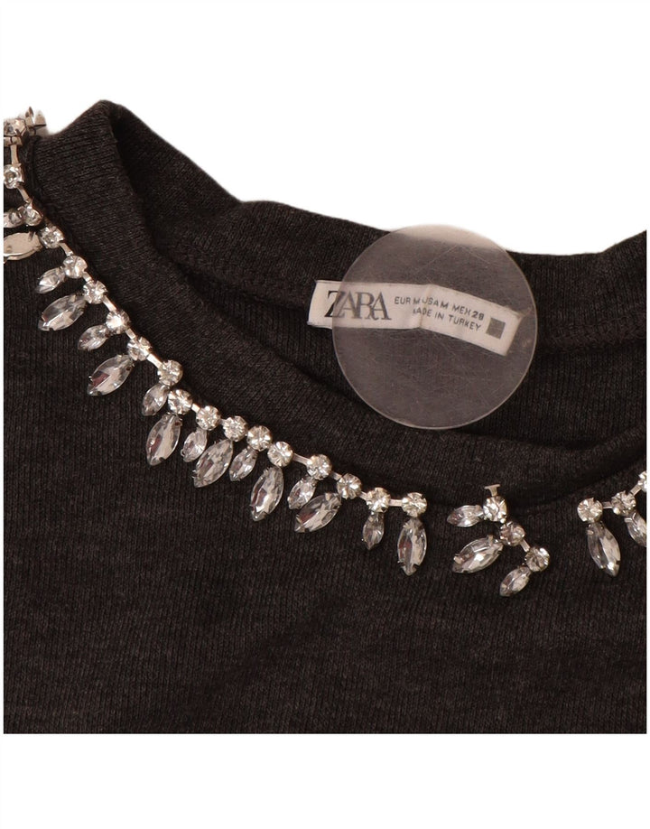 Pulover ZARA pentru femei, cu mâneci 3/4, cu gâtul de barca, UK 14, Gri mediu