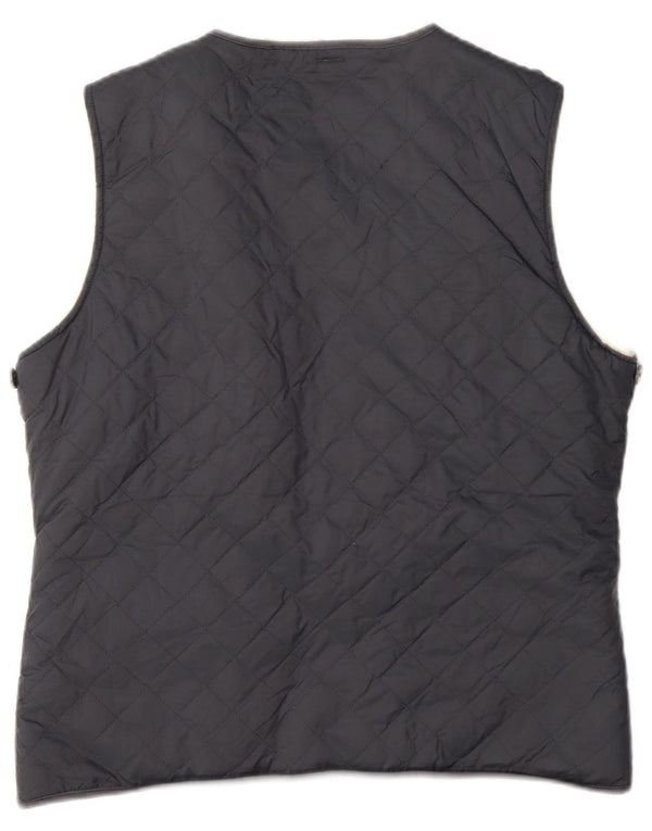 Jack Wills pentru femei Sherpa Open Quilted Gilet UK 14 mare bumbac gri