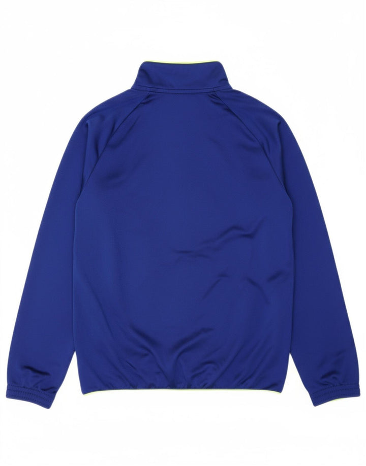 ADIDAS Boys Graphic Tracksuit Top Jacket 13-14 Years Blue Polyester