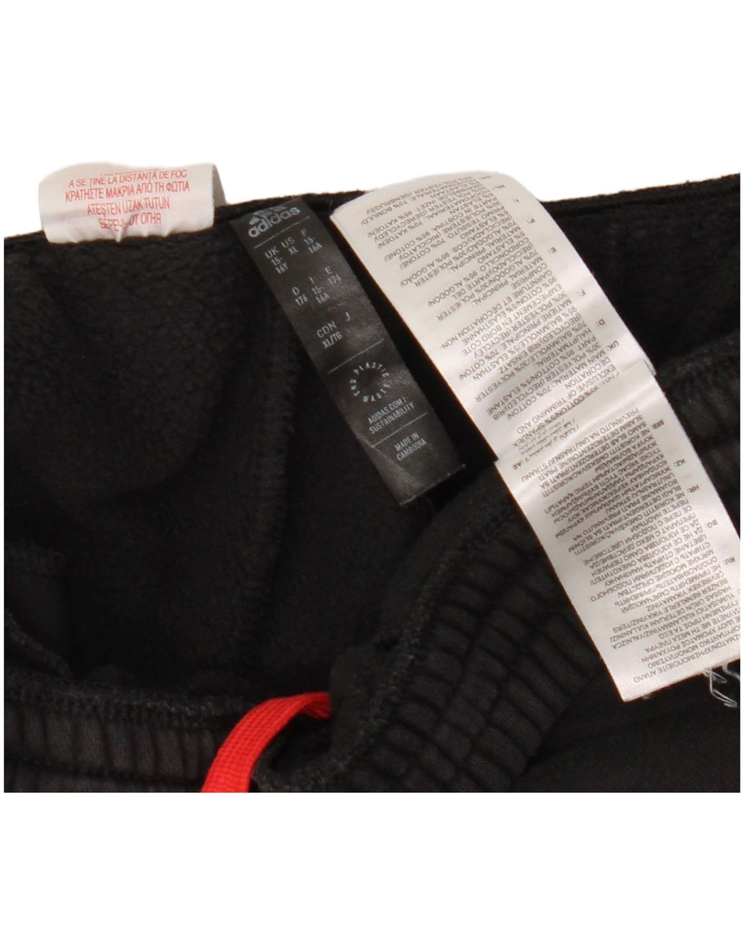 ADIDAS Băieți Pantaloni Trening Pantaloni Joggeri 15-16 Ani Bumbac Negru