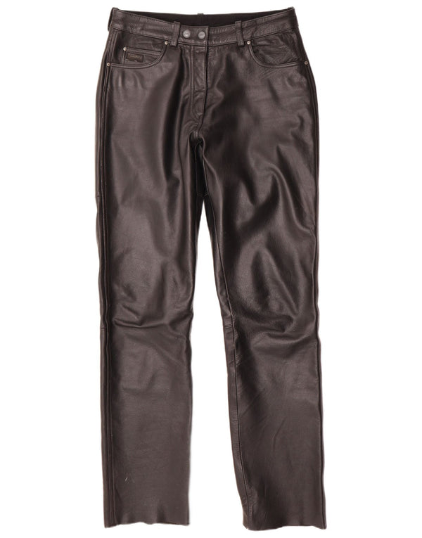 POLO Pantaloni drepti din piele pentru femei IT 44 Medium W30 L33 Piele neagră