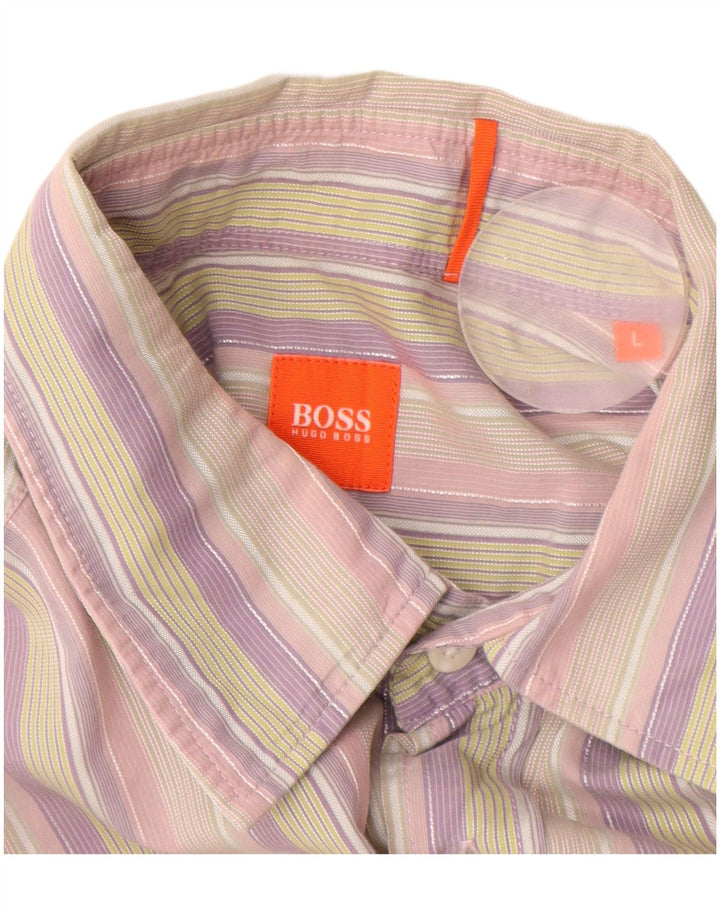 Cămașă cu mânecă scurtă pentru bărbați Hugo Boss, bumbac cu dungi multicolore