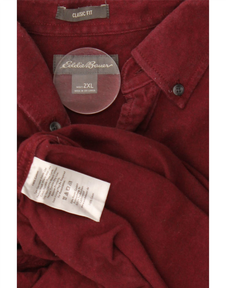 Cămașă de flanel EDDIE BAUER pentru bărbați, 2XL, bumbac burgundy