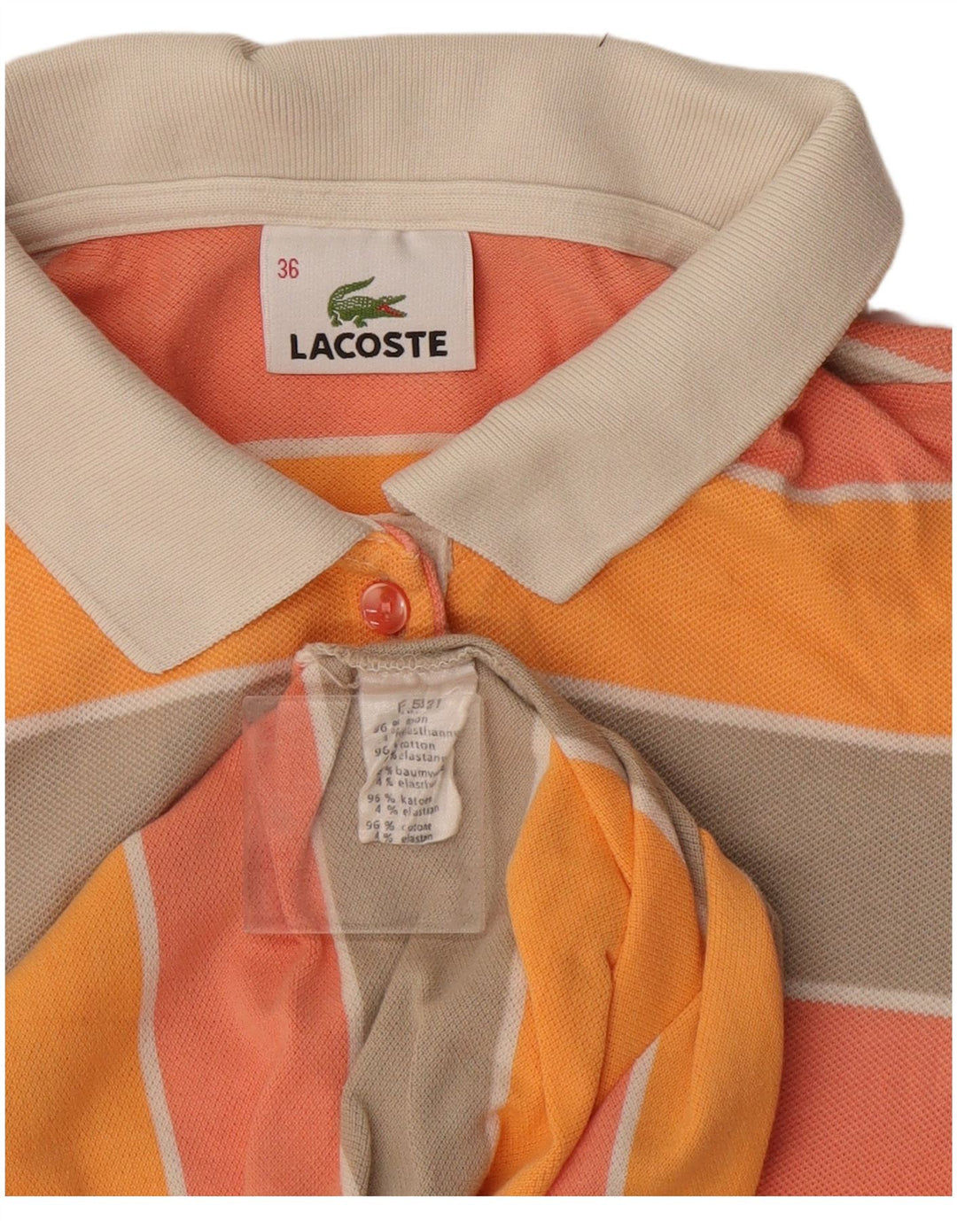 Tricou polo Lacoste Femei Mărimea 36 Bumbac cu dungi multicolore mici