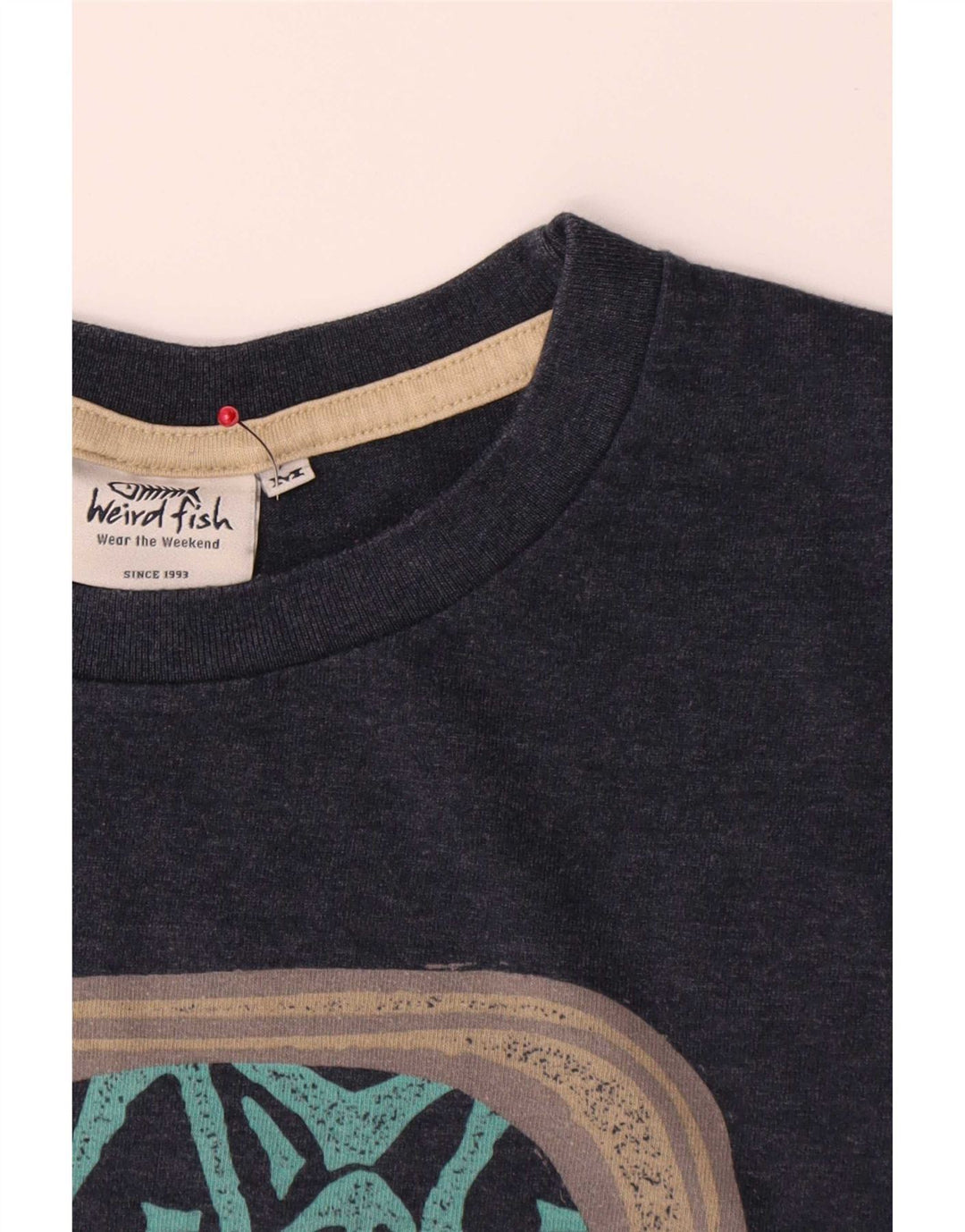 Tricou grafic pentru bărbați Weird Fish Top mediu din bumbac bleumarin