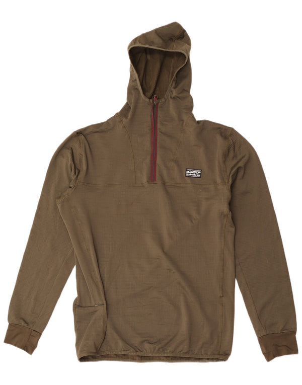Pulover cu glugă Quiksilver pentru bărbați, cu fermoar și gât, poliester kaki mare