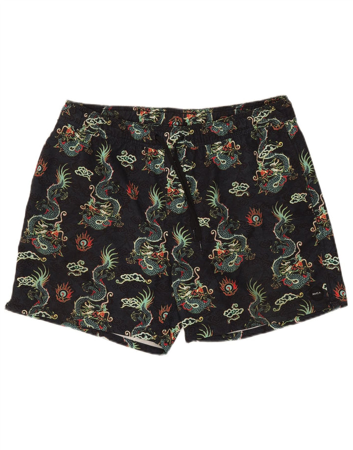 Pantaloni scurți de înot RVCA pentru bărbați cu model abstract XL poliester Fair Isle negru