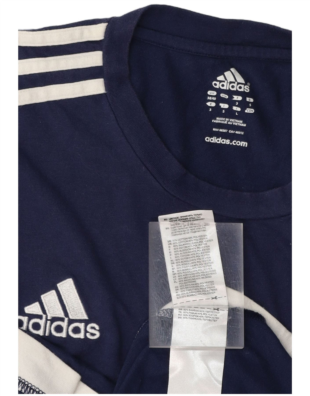 Tricou pentru bărbați ADIDAS Top UK 38/40 Medium Bleumarin Bumbac
