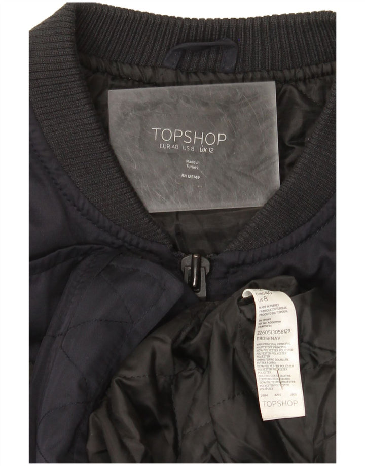 Jachetă Bomber Topshop pentru femei UK 12 Medium Bleumarin Poliester