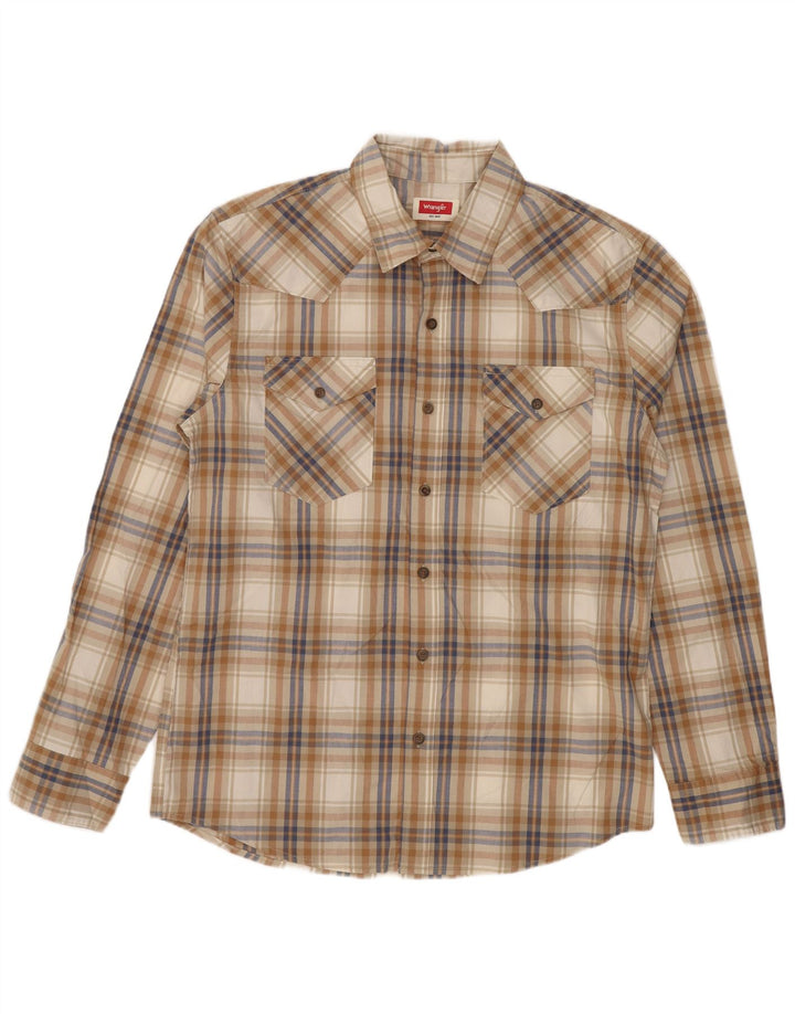 Cămașă pentru bărbați Wrangler, bumbac cu carouri maro mediu