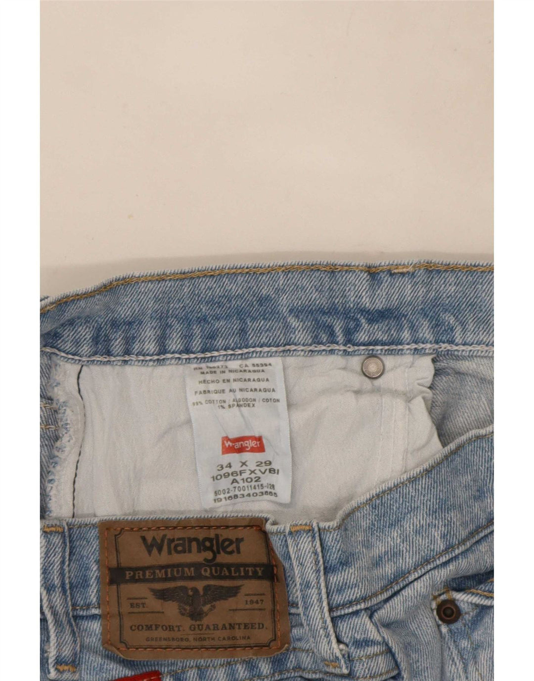 Blugi tăiați pentru bărbați Wrangler W34 L23 Bumbac albastru