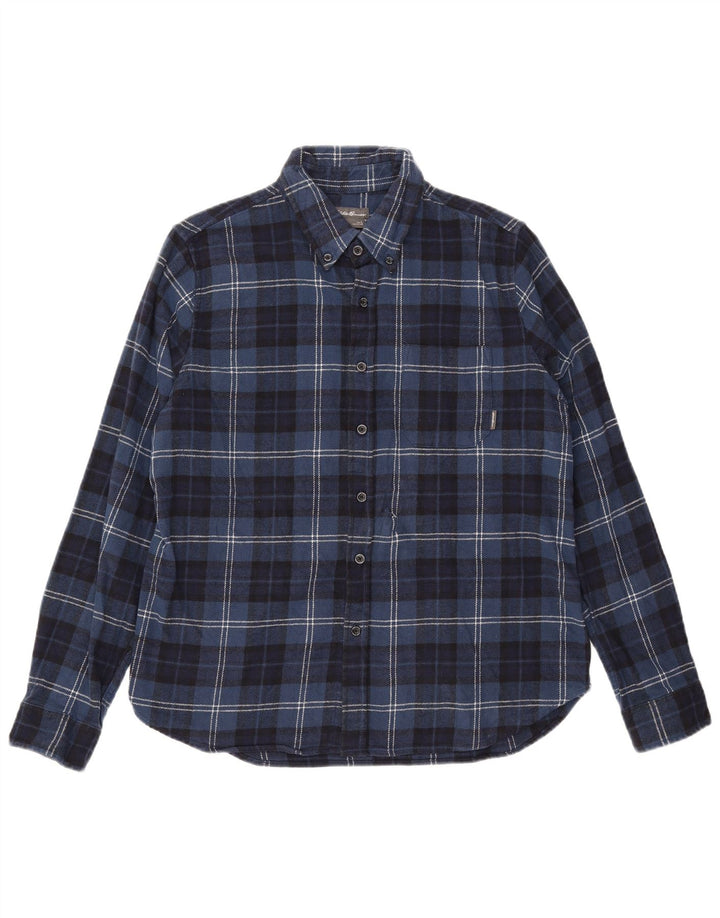 Cămașă de flanel pentru bărbați Eddie Bauer, mare din bumbac cu carouri bleumarin