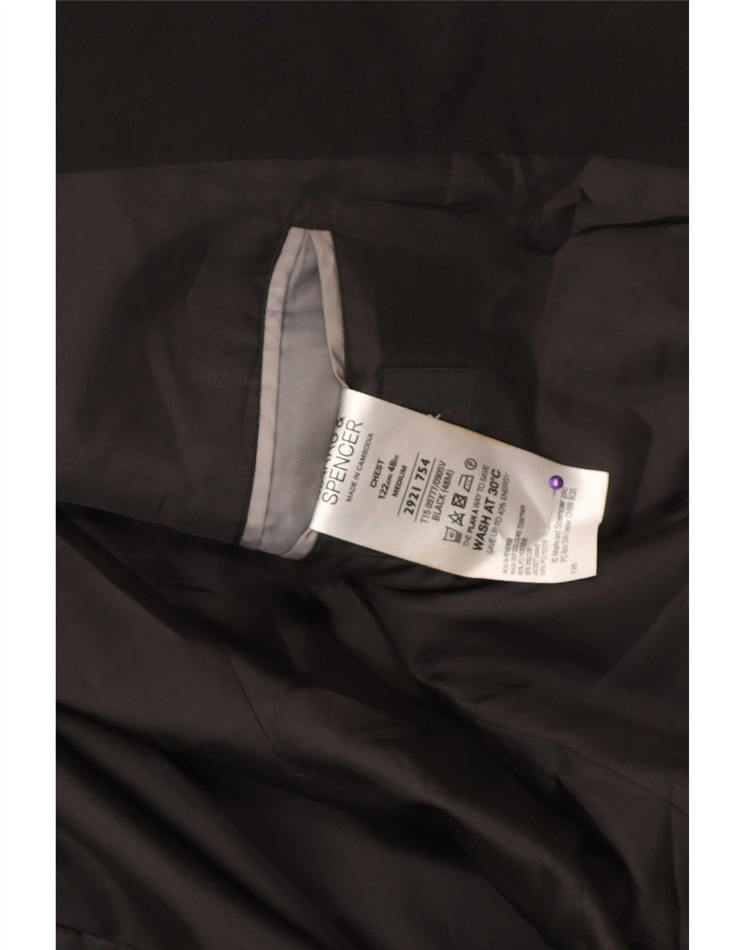 Jachetă pentru bărbați Marks & Spencer cu 2 nasturi, UK 48 2XL, poliester negru